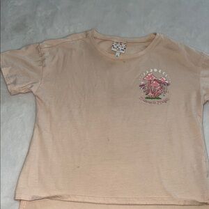 Belle du Jour Tan Graphic T-Shirt with Mushroom Design